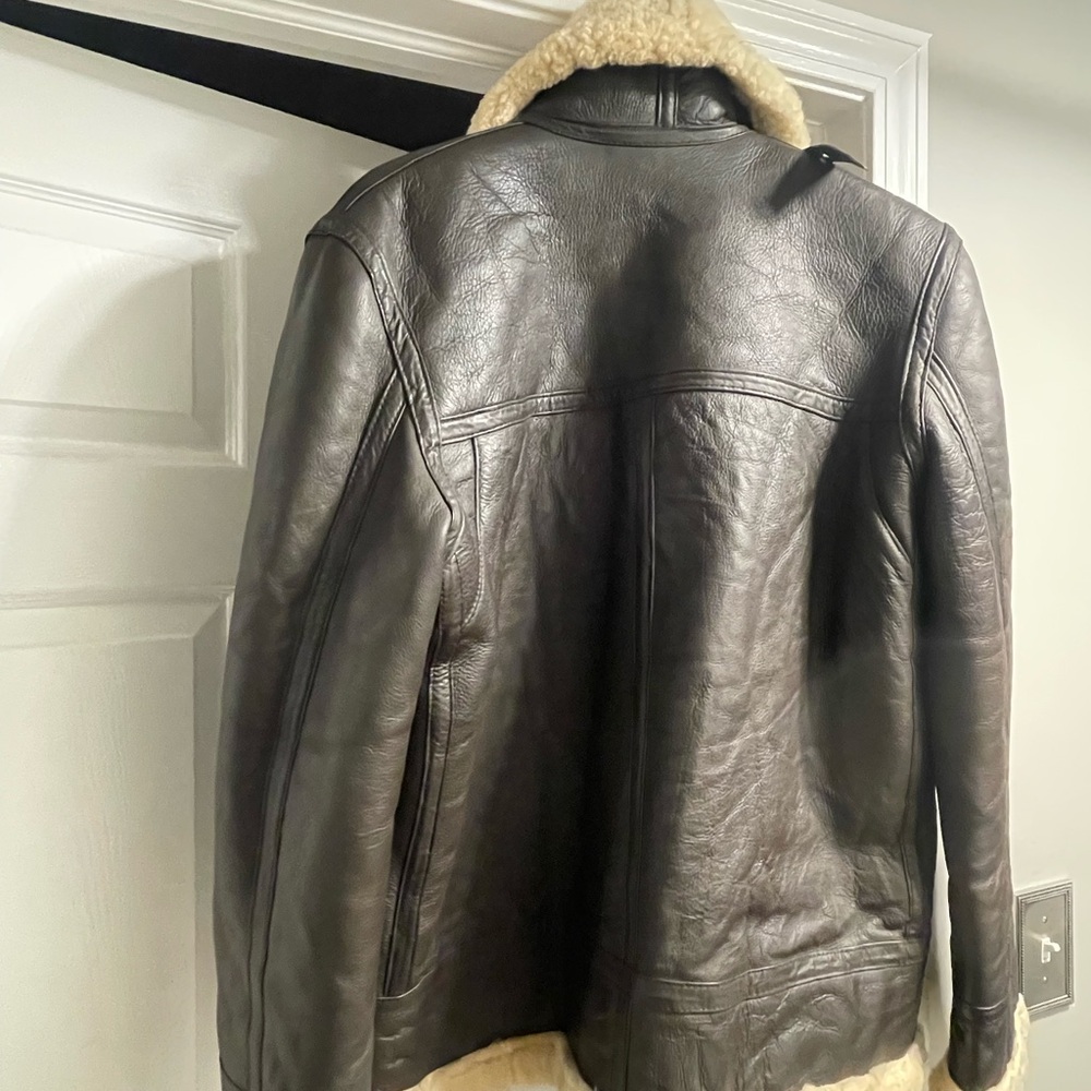 Men's Leather Shearling Jacket - Picture 3 of 7